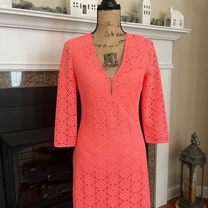 Lilly Pulitzer Lamora Pucker Pink Breakers Lace Resort Beach Dress Cover Small S